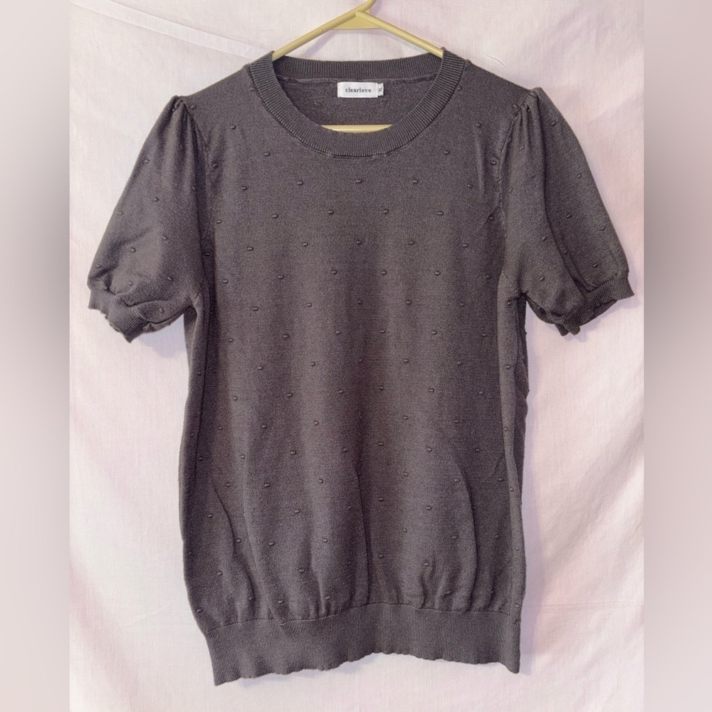Gray Puff Sleeve Sweater